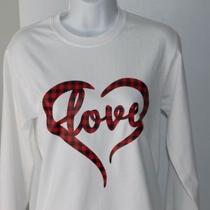 Women's Long Sleeve Shirt Adult Small White Love